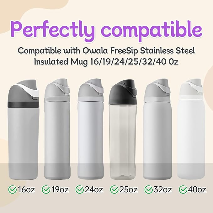 3pcs Replacement Rubber Stopper Seal Compatible with Owala FreeSip 24oz 32oz,Water Bottle Lid Cap Silicone Seal Parts for Owala 16/19/24/32/40oz Spout Gasket Mouthpiece Piece Accessories F9 Frokolla