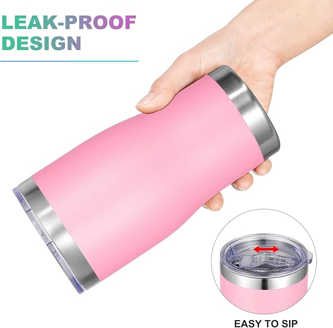 VEGOND 20oz Tumbler Stainless Steel Tumbler Cup with Lid And Straw Vacuum Insulated Double Wall Travel Coffee Mug(Pink 1 Pack)