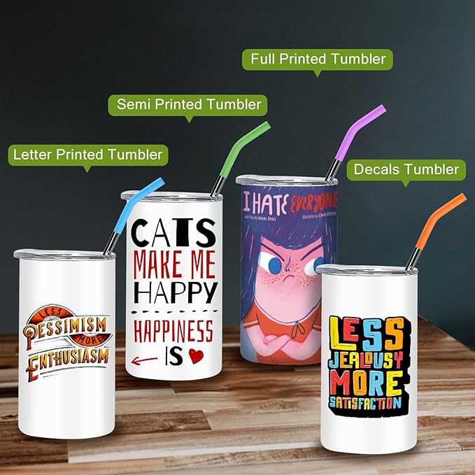 BetterSub 6 Pcs 15 oz Double Wall Insulated Stainless Steel Sublimation Blanks Tumblers White with Lid, Metal Straw, Brush, Display Box for Home, Travel - Bloomnest