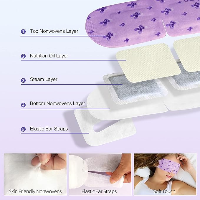 Serfeymi 22 Packs Steam Eye Masks Self Heating Warm Eye Mask, Disposable Eye SPA Heated Eye Mask for Sleeping,Relief Eye Fatigue, Gifts for Mother's Day - Upgraded (Lavender 11PCS+ Chamomile 11PCS) - Bloomnest