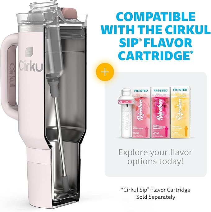 Cirkul 40oz. Cherry Blossom Stainless Steel Tumbler with Handle, All-Day StrawSip™, Double-Wall Insulated