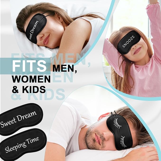 Eurzom 20 Pieces Funny Eye Sleeping Mask Bulk with Adjustable Strap Blackout Eye Sleep Mask for Night Blindfold Cover for Women Men(Black) - Bloomnest
