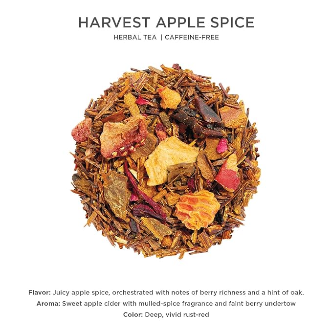 Tea Forte Harvest Apple Spice Premium Loose Leaf Caffeine-Free Herbal Tea Blend Canister, Makes 35-50 Cups - Bloomnest