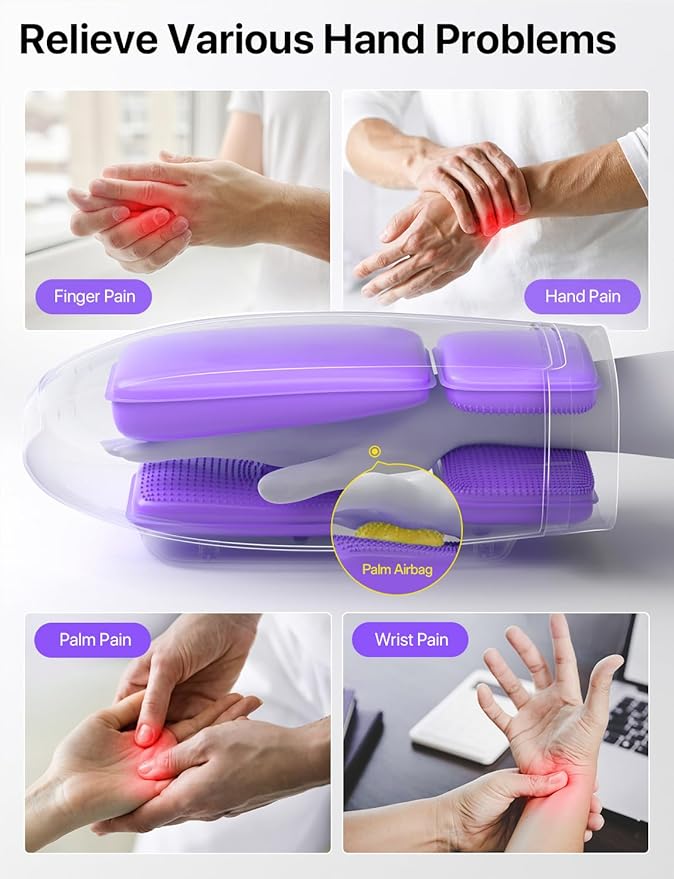 RIKE Hand Massager, 6 Modes 6 Intensities Hand Massager with Heat and Compression Arthritis and Carpal Tunnel, Birthday Gifts for Women Men (Black) - Bloomnest