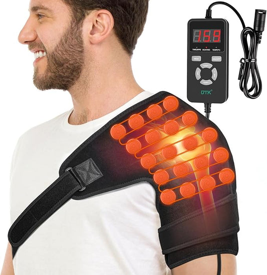 UTK Shoulder Heating Pads for Rotator Cuff Pain, Far Infrared Heating Pad for Shoulder, Shoulder Wrap with Natural Jade & Auto Shut Off & Smart Controller, Larger Size Shoulder Straps Gifts for Men - Bloomnest