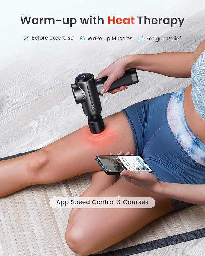 RENPHO Massage Gun with Heat and Cold, Portable Percussion Muscle Deep Tissue Massager with Charging Stand, Active+ Thermacool Deluxe - Bloomnest
