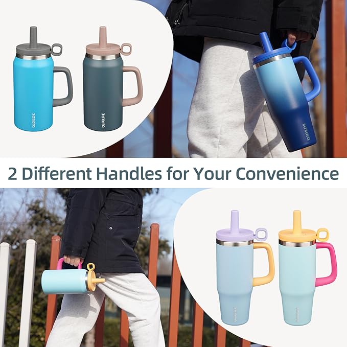 BJPKPK 50oz Insulated Tumbler with Handle Stainless Steel Travel Coffee Mug with Lid Reusable Large Water Bottle with Straw,Reef Blue - Bloomnest