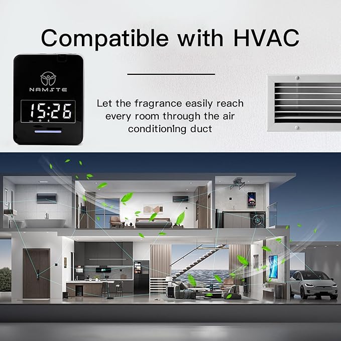 Waterless Diffuser - Smart Oil Level Monitoring,HVAC System, Essential Oil Diffuser Large Room,3000 Sq Ft Coverage,Bluetooth Control,Hotel Collection Diffuser,Cold Air Tech for Home,Office - Bloomnest