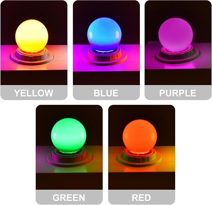LED Colored Light Bulbs, E27 Small Light Bulb, G45 1W LED Bulb, Purple Yellow Green Red Blue for Bedroom Wedding Halloween Christmas Party Bar Mood Decoration,10 Pack - Bloomnest