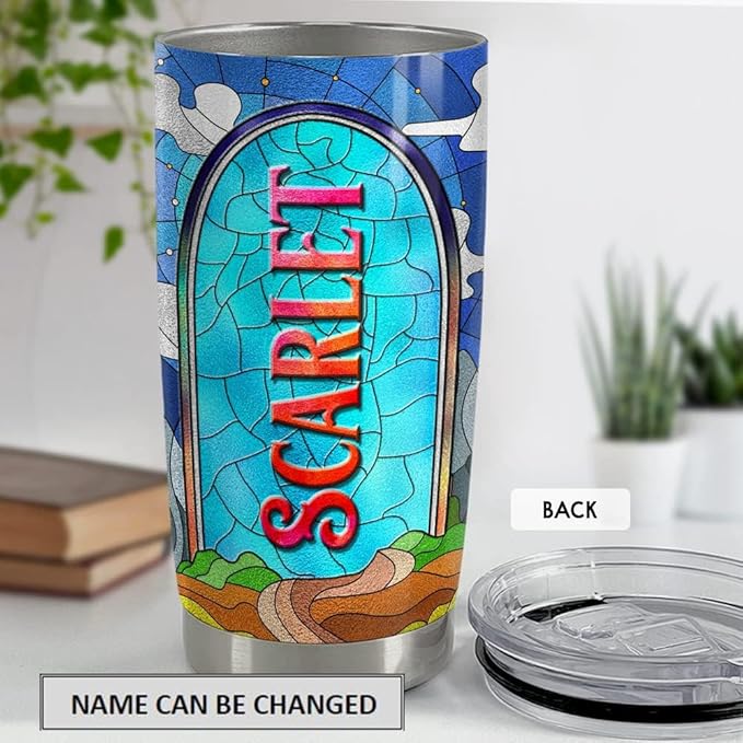SANDJEST Personalized Dragon Tumbler with Customize Name Stained Glass Drawing 20oz 30oz Tumbler with Lid Gift for Woman Man Dragon Lovers - Bloomnest