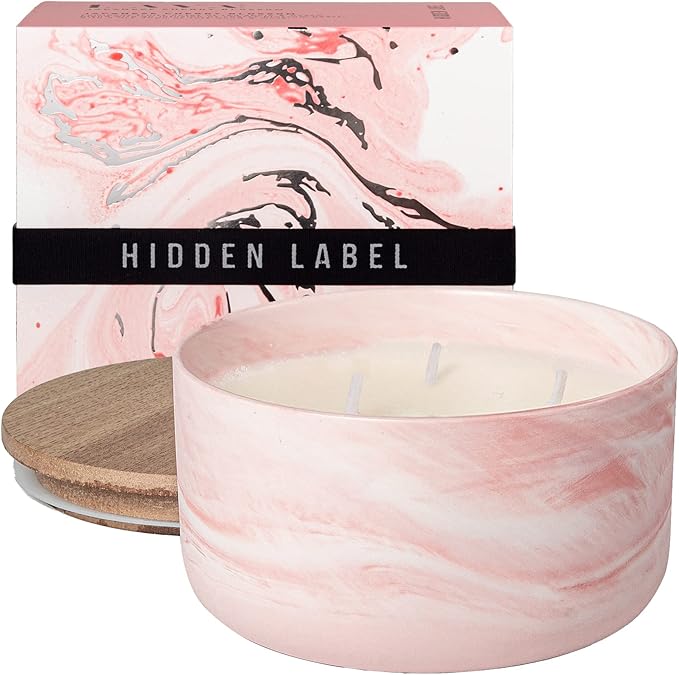 Hidden Label Scented Soy Candles, Large Candle 3 Wicks 14.8oz Japanese Cherry Blossom Ceramic Jar Lava Collection, Gorgeous Gifts for Birthday Thanksgiving Christmas - Bloomnest