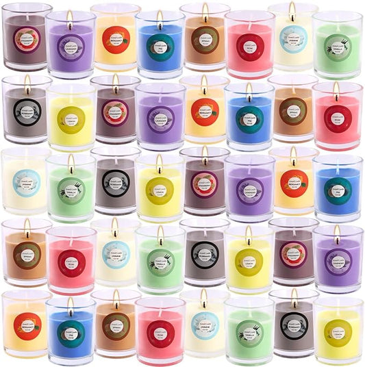 Scented Candles, Jasmine, Rose, Vanilla, Bergamot, fig, Lavender, Lemon, Spring,Strawberry, Rosemary, Aromatherapy Candles,Soy Wax Glass Jar Candle - 40 Pack - Bloomnest