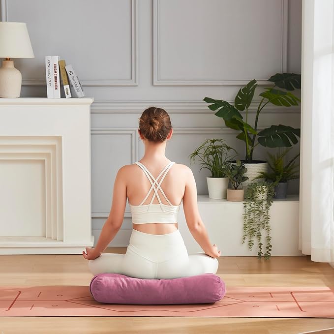 Meditation Cushion Bolster Pillow for Restorative Yoga – Supportive Cushion for Meditation, Pilates, and Relaxation – Filled with Buckwheat Hulls - Removable Cover - Bloomnest