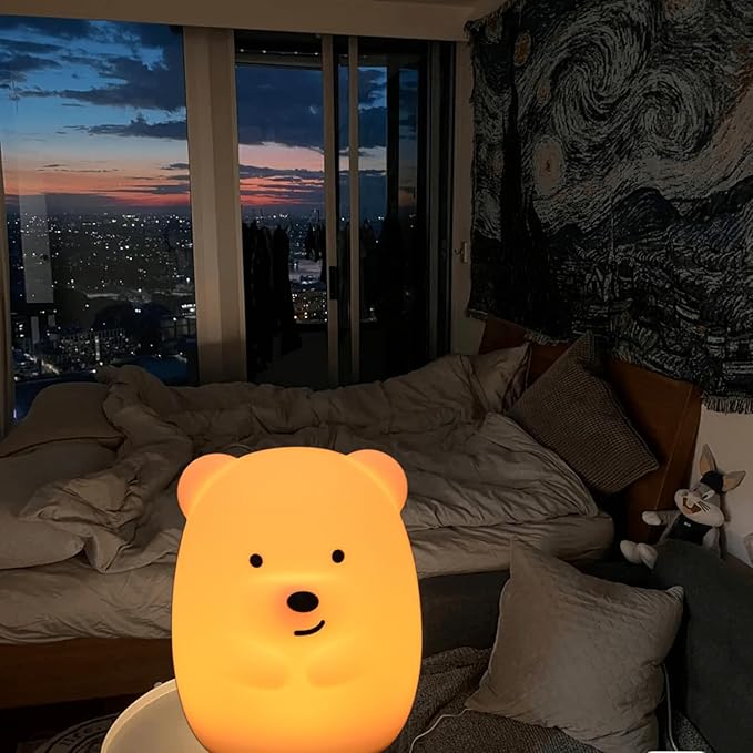 Large Size Bear Night Lights for Kids, Decorative Led Soft NightLight, 9 Color Modes Animal Decor Lamp for Girls, Cute Small Lamps for Bedrooms, Room Desk Decor Holiday Gift - Large - Bloomnest