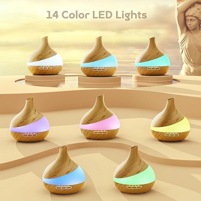 500ML Essential Oil Diffuser: Aroma Diffuser with Remote Control for Hotel Spa Yoga Room - Humidifiers for Bedroom with 14 Colors LED Night Light for Kids/Women Home Relaxation - Bloomnest