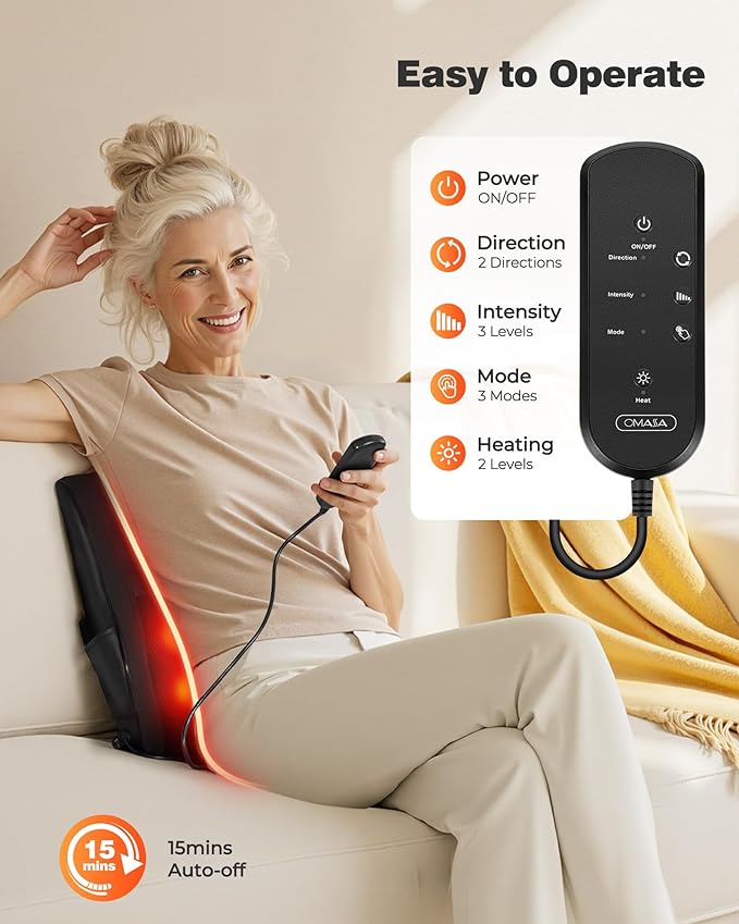 Shiatsu Neck Massager with Heat, 3D Kneading Back Massage Pillow for Pain Relief, Massagers for Neck and Back, Shoulder, Leg, Gifts for Men Women Mom Dad, Stress Relax at Home Office and Car - Bloomnest