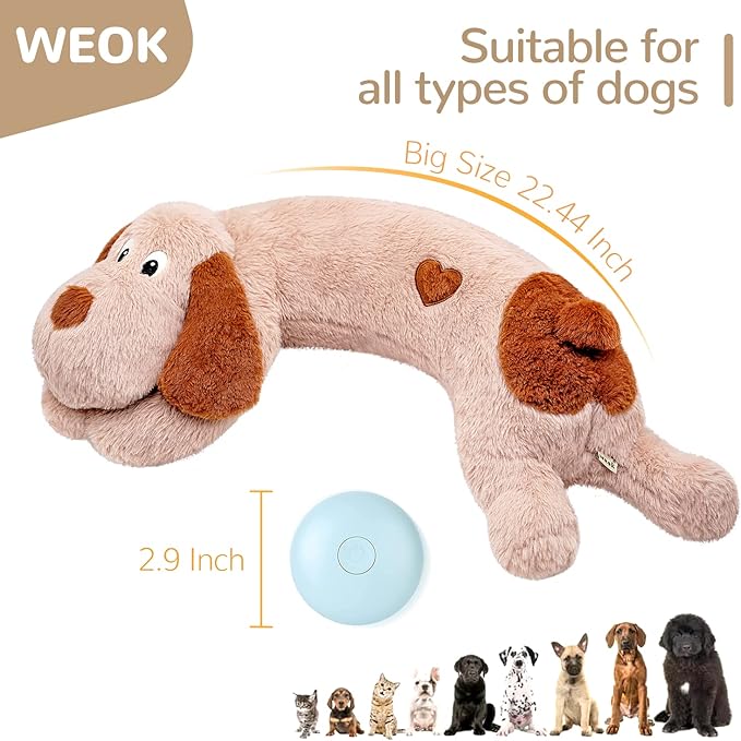 Puppy Heartbeat Toy, Dog Heartbeat Toy for Separation Anxiety Relief, Puppy Toy with Heartbeat Stuffed Animal Anxiety Calming Behavioral Aid Plush Toy for Dogs Cats Pets (Brown +) - Bloomnest