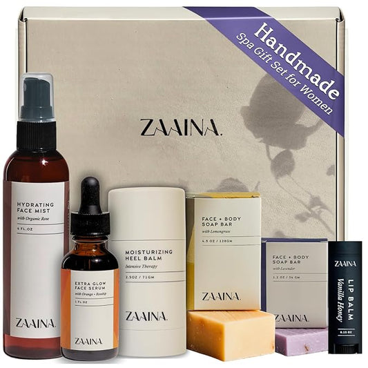 ZAAINA Spa Gift Set for Her - Luxury Self Care Spa Kit for Women, Valentine Spa Gift Basket, Pampering At Home Bath and Body Relaxation Spa Package, Gifts for Mom Wife Friend, Birthday Gifts for Women