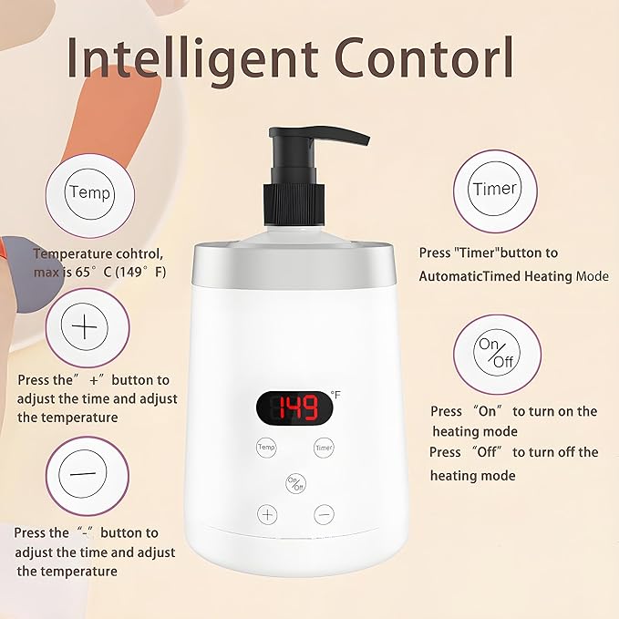 Massage Lotion Warmer Professional Electric Lotion Digital Heater for SPA, Compact Oil Warmer Heated Bottle for Beauty Salon Home,Automatic Thermostat Cream Heater wiht Two Oil Dispenser Bottle Funnel - Bloomnest