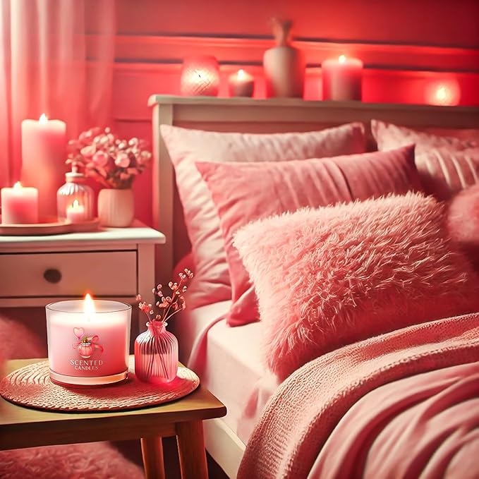 Pink Candles, Scented Candle Gift Set for Stress Relief, 3 Votive Candles for Women and Men, Birthday Candle Gifts for Women, Candles Gifts for Women (Pink, 7 oz) - Bloomnest