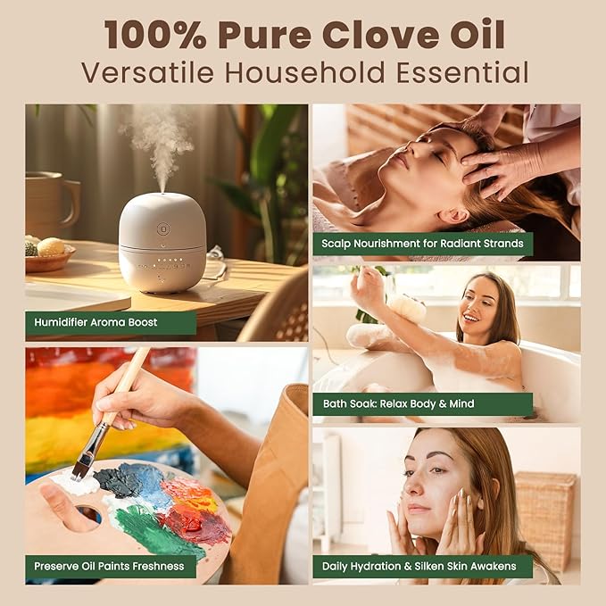 HIQILI 1 Fl Oz Clove Oil for Teeth and Gums, Oral Care, DIY Clean Spray, Aromatherapy, 100% Pure Natural Premium - 30ml - Bloomnest