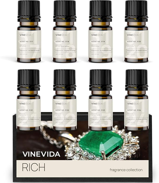 VINEVIDA [Set of 8] Rich Scents for Candle Making, Made in USA Candle Fragrance Oil, Soap Making Essential Oils, Diffuser Oil Scents - Bloomnest