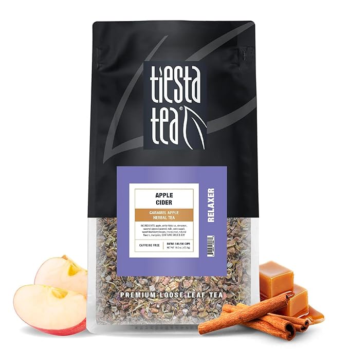 Tiesta Tea - Apple Cider, Loose Leaf, Caramel Apple Herbal Tea, Non-Caffeinated Herbal Blend, Make Hot or Iced, Brews Up to 140-200 Cups, 16 oz Resealable Bulk Pouch - Bloomnest