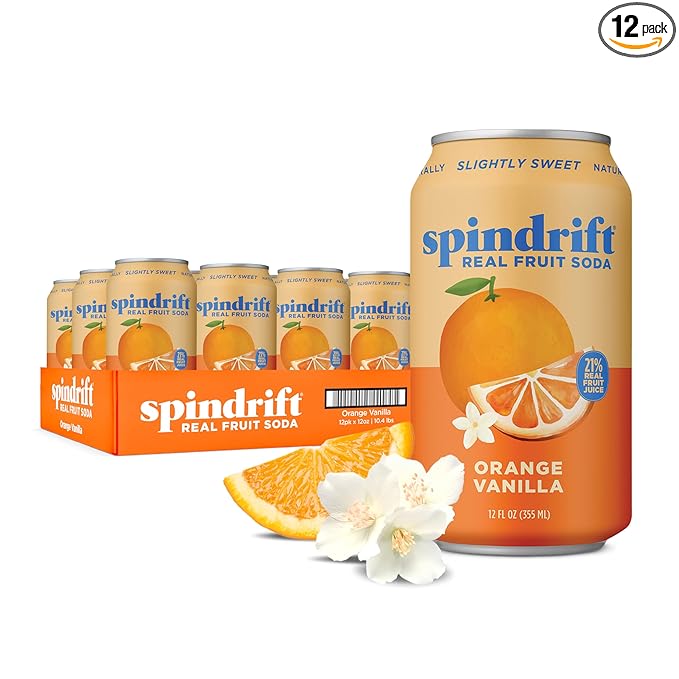 Spindrift "Orange Cream Float" Orange Vanilla Soda Made with Real Squeezed Fruit 12 Pack Case - Bloomnest