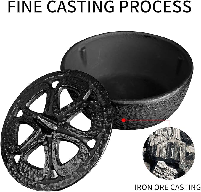 Cast Iron Incense Burner - 4 in 1Incense Holder Burner Set, Three-Legged Incense Ash Catcher with Lid for Rituals, Decoration, Etc - Bloomnest