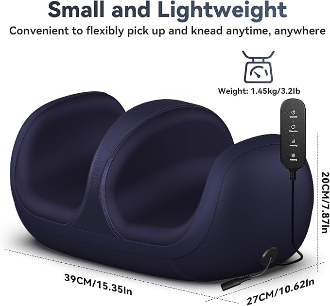 Foot Massager with Heat, Shiatsu Foot Massager for Plantar Fasciitis, Lightweight and Remote Control, Suitable for Home, Office, Cool Birthday Gifts for Mom, Dad(Blue) - Bloomnest