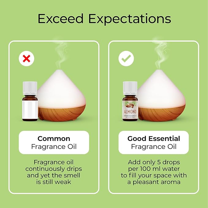 Good Essential – Professional Almond Fragrance Oil 10 ml for Diffuser, Candles, Soaps, Perfume, Aromatherapy 0.33 fl oz GoodEssential