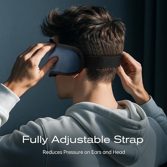 3D Sleep Mask with Bluetooth Headphones, Sleeping Headphones for Side Sleepers, Wireless Music Eye Mask with Ultra-Thin Stereo Speakers for Men, Women, Tech Gifts, Deep Blue - Bloomnest