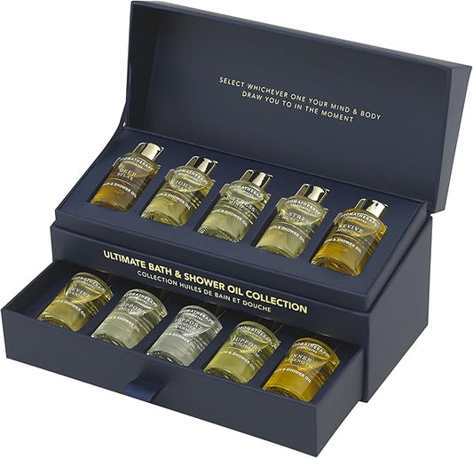 Aromatherapy Associates Essential Oil Blends – Luxury Body and Shower Oils for Dry Skin and Daily Aromatherapy, 10-Pack (0.30 fl oz Each) in Decorative Gift Box - Bloomnest