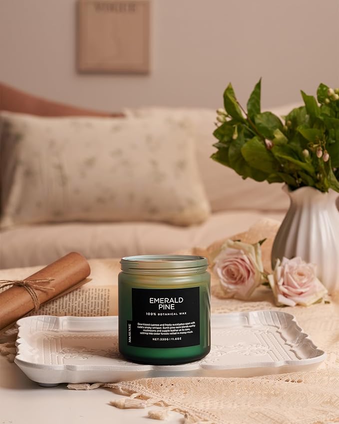 M&SENSE Pine Scented Candles Natural Soy Wax Clean Non Toxic 11.6oz 70 Hours Large Long Lasting Christmas Winter Scented 2 Wicks Candle Gift for Holiday & Family Friends Teachers - Bloomnest
