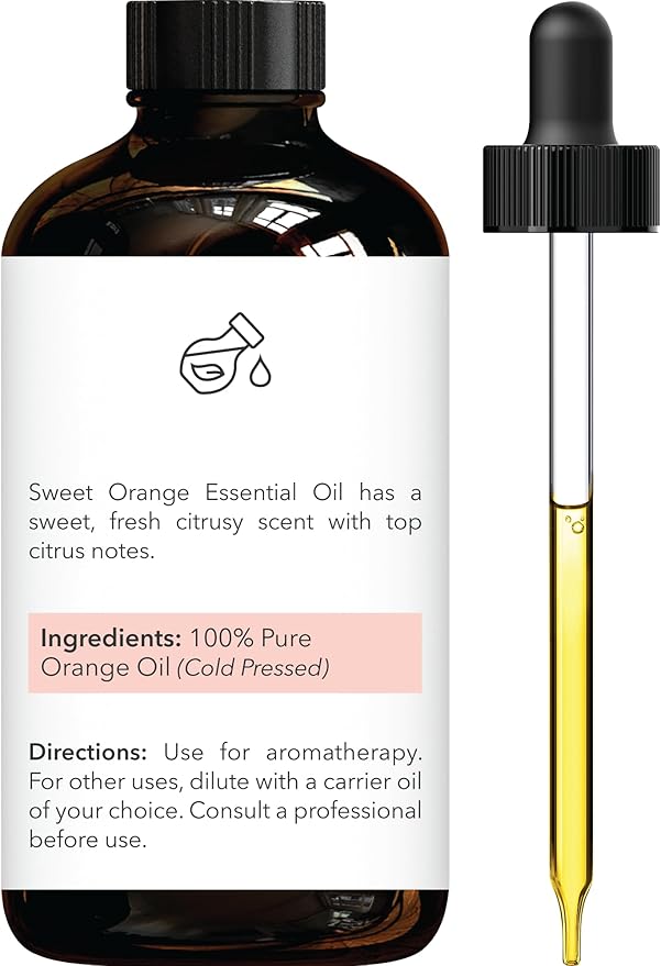 Brooklyn Botany Sweet Orange Essential Oil - Huge 4 Fl Oz - 100% Pure and Natural - Premium Grade with Dropper - for Aromatherapy and Diffuser - Bloomnest