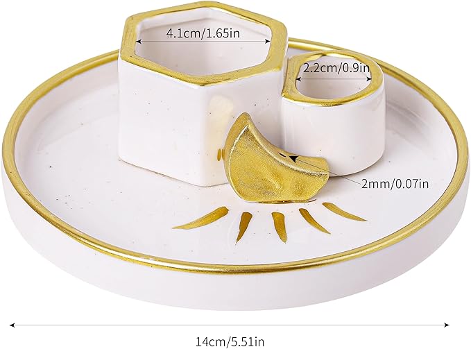 Ceramic Incense Holder Burner, Sage Holder for Burning, Palo Santo Sticks Holder, 5.51" Ash Catch Tray, Smudge Dish for Meditation Yoga, Modern Home Decor Gift - Bloomnest