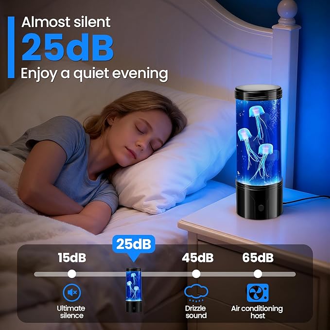 7 Color Jellyfish Lamp, Quiet Jelly Fish Night Light with USB and Battery Power,Relax Mood Aquarium Autism Fidget Sensory Birthday Christmas Gift for Kids Teen Men Women Home Office Table Room Decor - Bloomnest