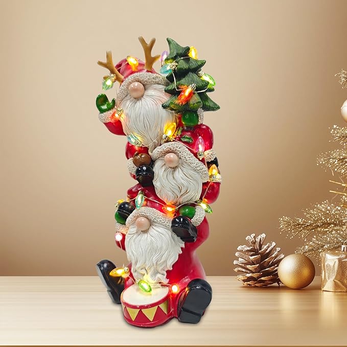 Resin Santa Figurine, Light-Up Santa Christmas Decoration Statue, Table Decorations for Indoor Party - Bloomnest