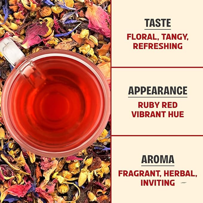 BREWIX, Hibiscus Rose Herbal Loose Tea (50+ Cups) | 100% Natural, Handmade, Pure from Hibiscus Flowers | Hibiscus with Rose Petals, Chamomile and Exotic Spices | Supports Everyday Wellness, Digestion and Cardiovascular System | Rich in Antioxidants & S... - Bloomnest