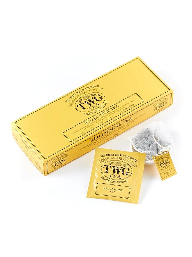 TWG Tea | Red Jasmine Tea | Rooibos Tea | Jasmine Flower | 15 Hand Sewn Cotton Teabags | Gift Set - Bloomnest