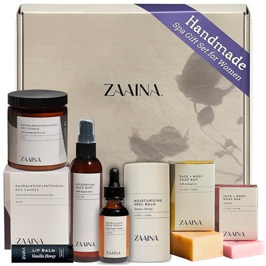 ZAAINA Spa Gift Set for Women - Valentines Day Gifts for Her, Luxury Self Care Package for Mom Wife Friend, Bath and Body Relaxation Spa Kit, Natural Pampering Care Package, Birthday Gifts for Women