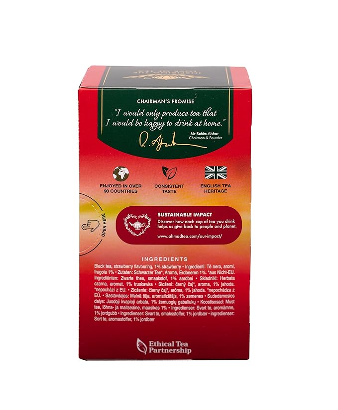 Ahmad Tea Strawberry Sensation Black Tea, 20-Count Boxes (Pack of 6) - Bloomnest
