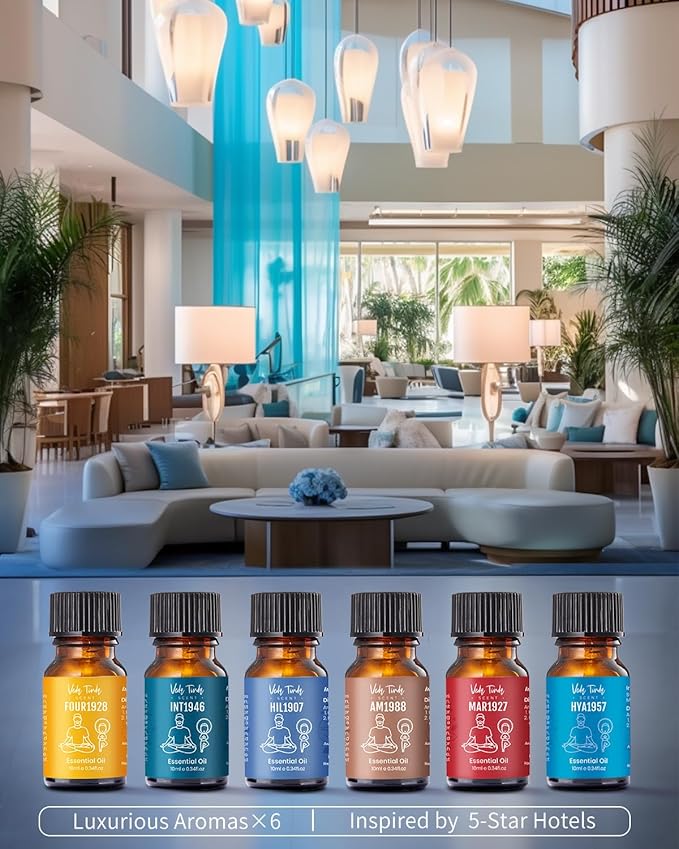 Hotel Scent Essential Oils Set, VEDA TINDA SCENT Luxury Hotel Diffuser Oil, Aromatherapy Gift Hotel Inspired Fragrance Oil Blends (6 x 10 ML) for Waterless Diffusers, Soap & Candle Making Scents - Bloomnest