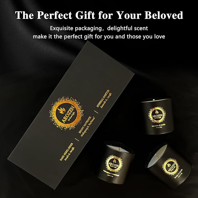 3 Pack Scented Candles Set | Men Candle Gift Set, Aromatherapy Scented Candles for Home, Gifts for Men Dad Fathers Day, Soy Candle of Lavender, Mahogany Teakwood & Smoke Vanilla,70H Burn Time - Bloomnest