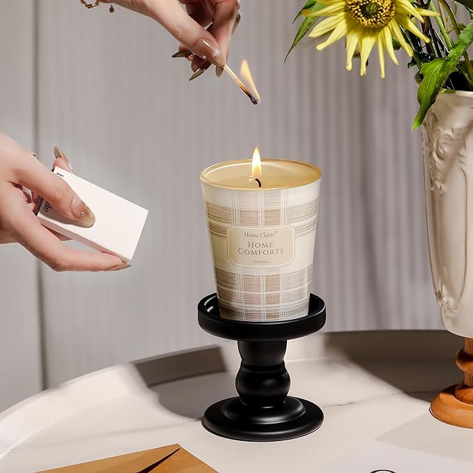 HomeLights Home Comforts Scented Candles | 6.7oz Soy Candles Rustic Modern Large Candle Jars | Ideal Candle Gifts for Events, Home Decor Stress, Relief & Relaxation - Bloomnest