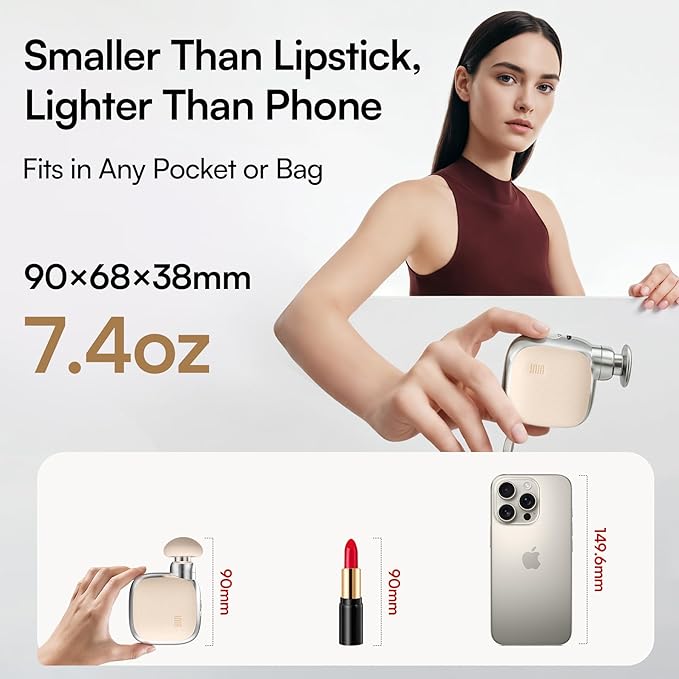 INIA PocketForce Mini Massage Gun - 75% Smaller, High-Power Percussion for Full Body Relief, Portable Deep Tissue Massager Gun with Leather Case & 3 Heads for Travel & Office Use, Gifts for Men Women - Bloomnest