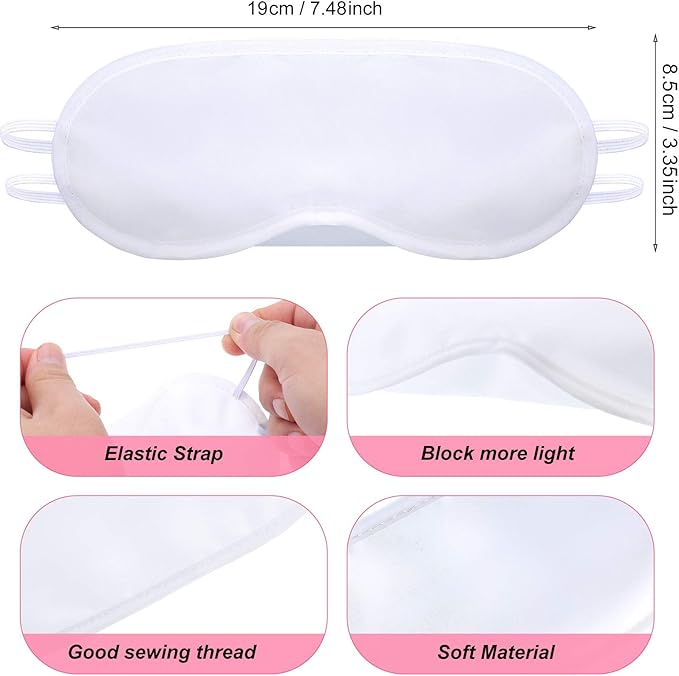 Syhood Sublimation White Eye Mask Blanks Sleepover Party Supplies Slumber Pajama Party Decorations with Fabric Marker Pens DIY White Sleep Mask - Bloomnest