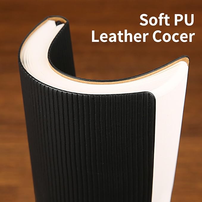 Lined Journal Notebook for Work College Ruled Note Book 7.2"x9.6" B5 PU Leather Daily Journaling 160 Pages for Women Men Writing Home School Supplies Business (Black) - Bloomnest