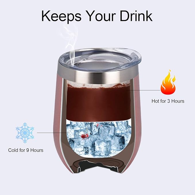 Lifecapido 4 Pack 12Oz Stainless Steel Stemless Wine Glasses, Insulated Wine Tumbler, Stainless Steel Wine Tumbler Cups with Lids and Straws for Coffee, Cocktails, Wine, Champaign, Rose Gold… - Bloomnest