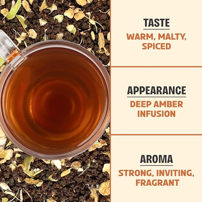 BREWIX, Royal Bengal Masala Chai Tea with Ginger and Cardamom | Loose Leaf CTC TEA (50+ Cups, 3.53oz/100g) Strong Robust & Aromatic, All Natural | Blended with Exotic Spices - Bloomnest